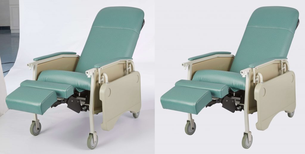 Before and after medical chair photo clipping path