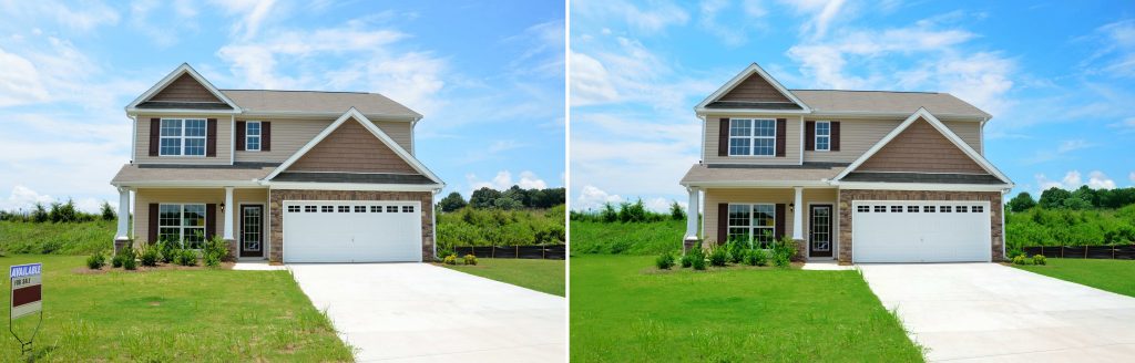 real estate image improve green effects and unwanted object removal